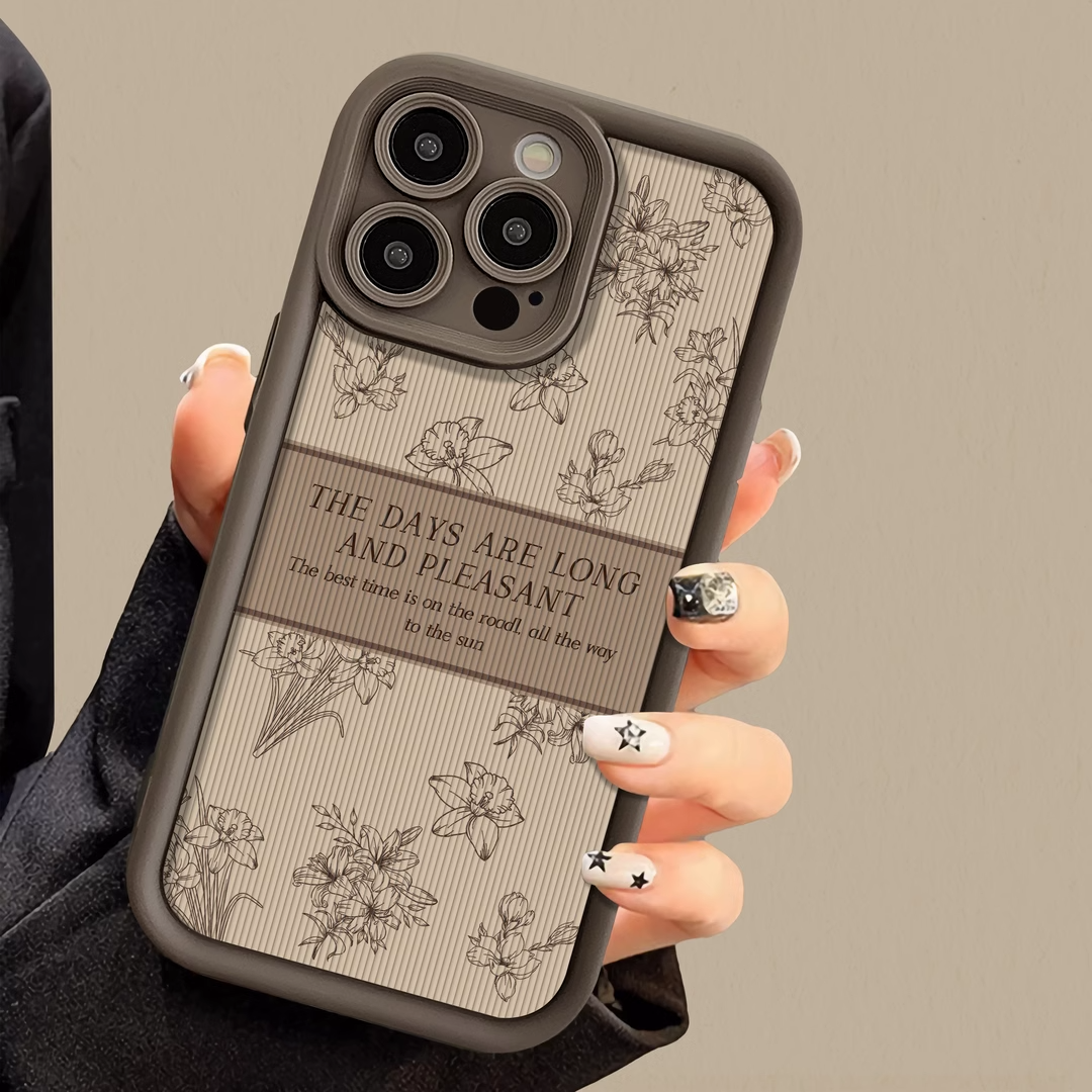 简约复古花朵iPhone15promax手机壳苹果14pro镜头全包13彩绘12pro
