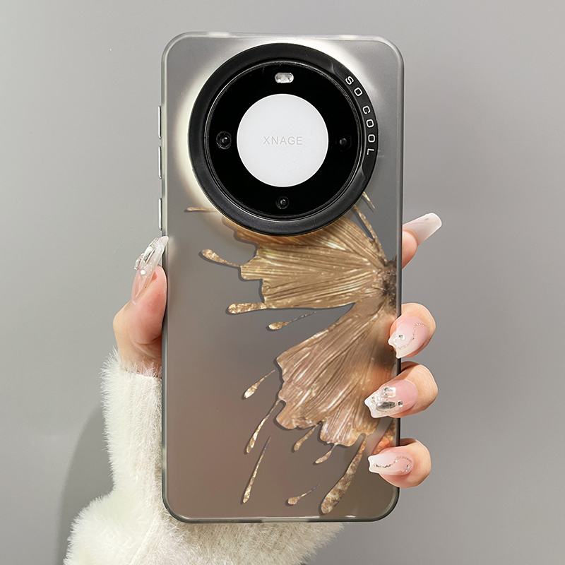 ins风高级金色蝴蝶华为mate60pro手机壳新款m50磨砂彩银mate40pro
