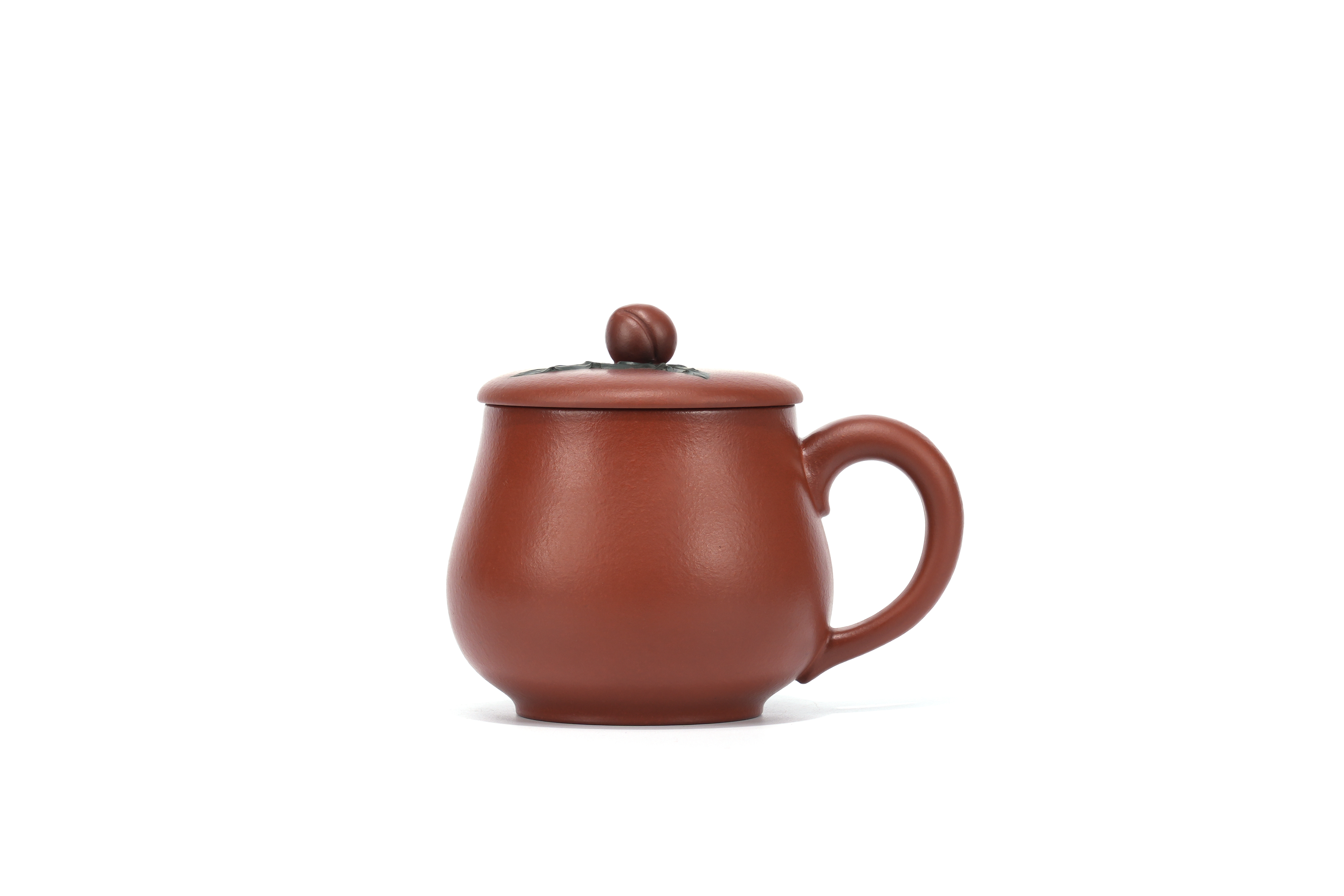 《福寿桃杯》 精品小红泥紫砂盖杯