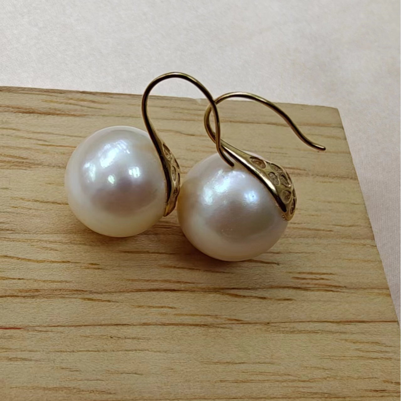 淡水珍珠18k高跟鞋珍珠耳扣13-14mm百搭时尚