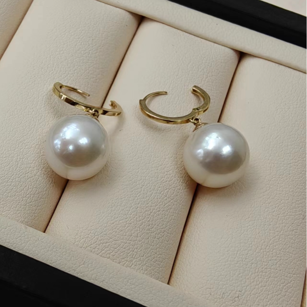 淡水珍珠18k花环珍珠耳扣11-12mm百搭时尚