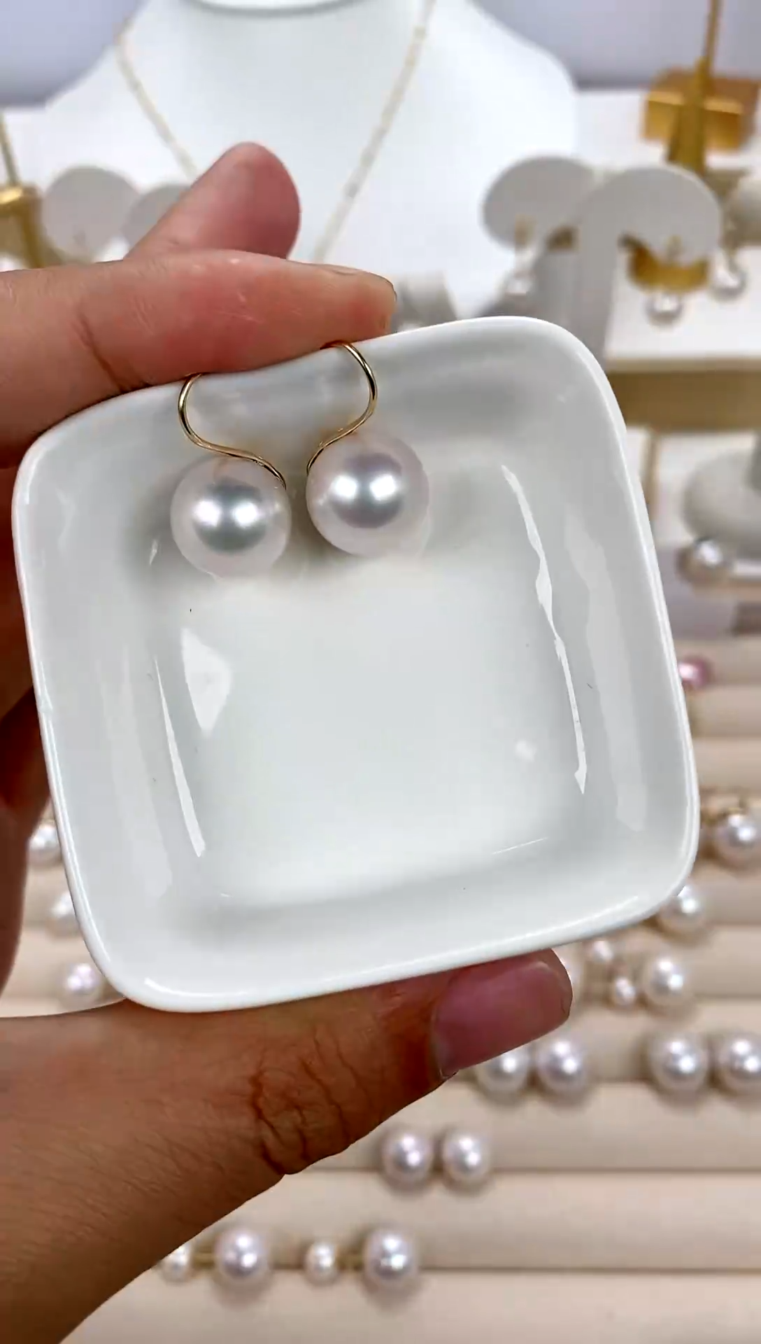 【闪购商品】淡水珍珠耳饰18K金镶嵌12-13