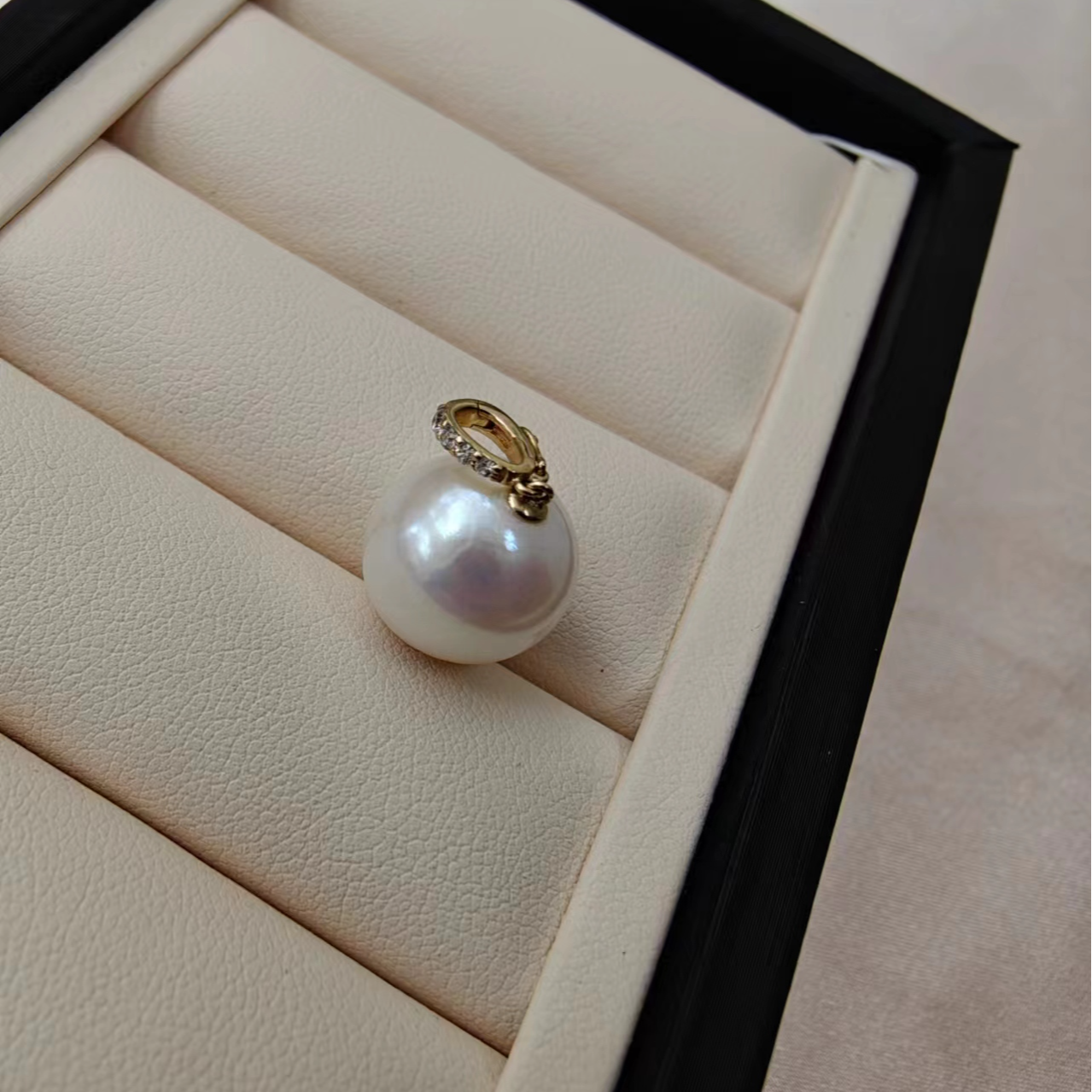 淡水珍珠18k万能扣珍珠吊坠（不含链）13-14mm百搭时尚