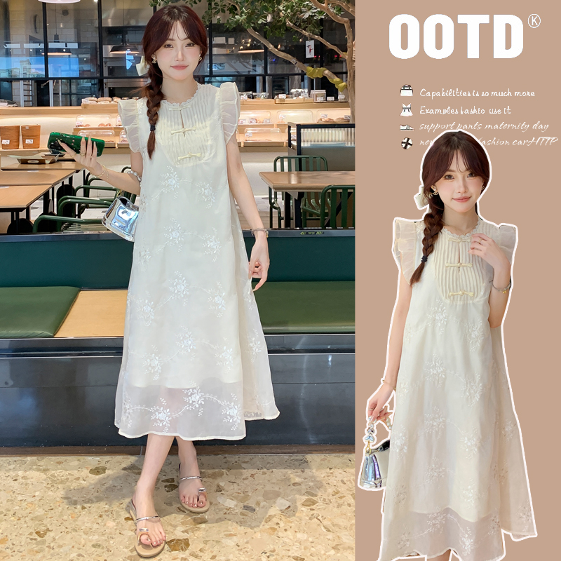 时髦孕妇夏季新款甜美淑女夏季大码蕾丝显瘦气质洋气小清新连衣裙