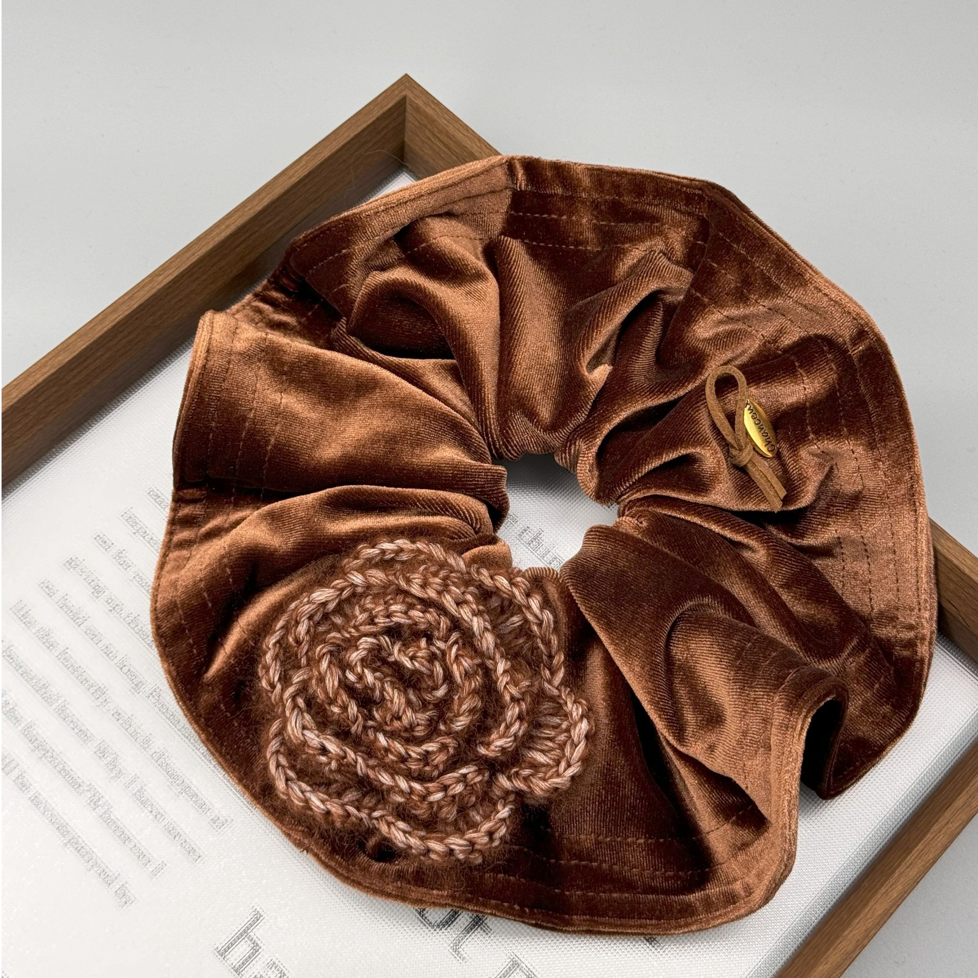 韩国ins风时尚秋冬棕色法式复古发圈022