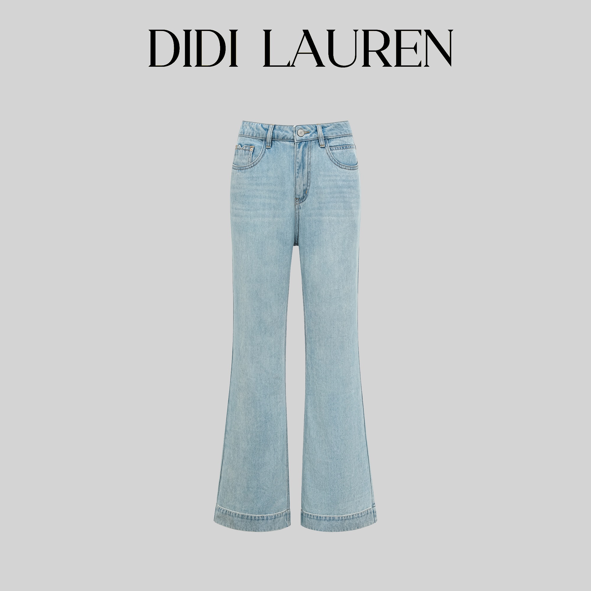 DIDI LAUREN“未读邮件”气质百搭显瘦款蓝色微喇牛仔裤 