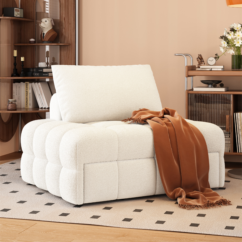 舒然奶油风沙发床可折叠小户型客厅书房卧室泡芙布艺沙发床两用