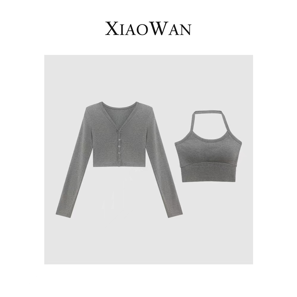 【no退no换】【V领两件套】小心机设计感V领挂脖两件套   23316