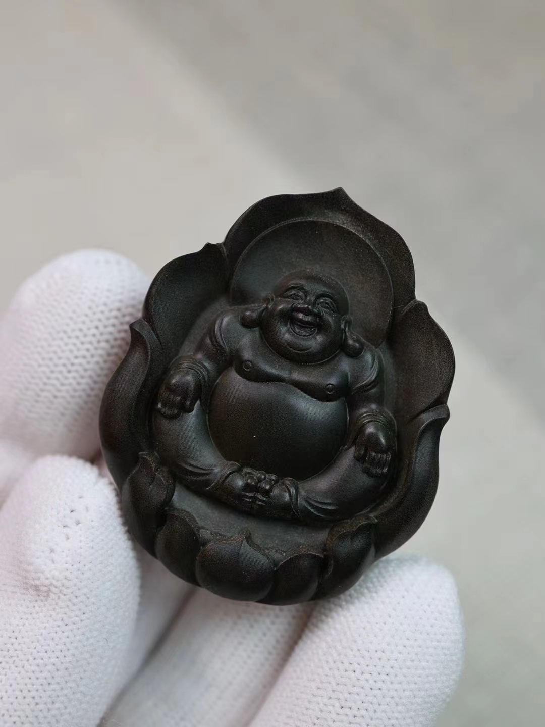 【茂隆元】老山檀｜精精品阴沉横纹老料弥勒吊坠挂件男女可戴