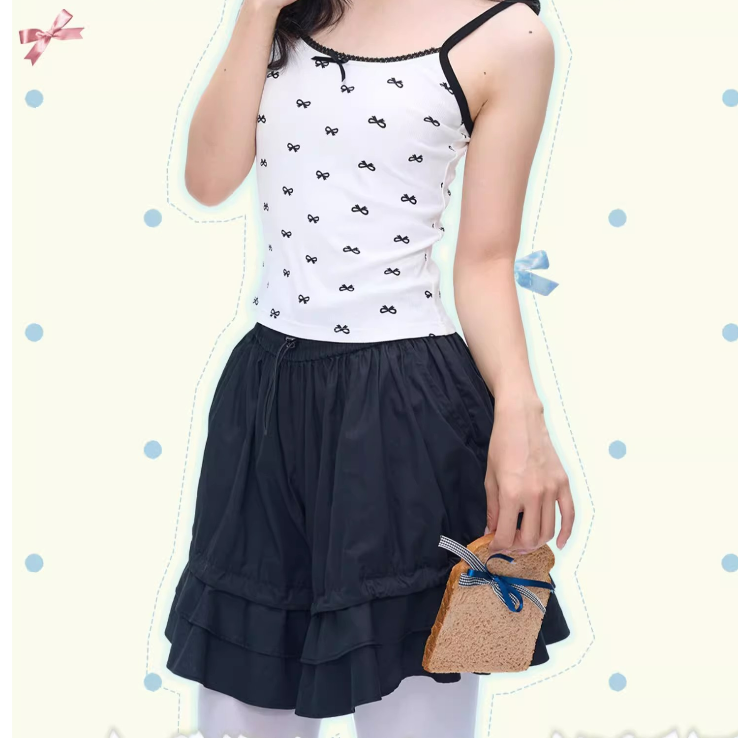 MOF礼物商店 2024秋冬原创双层花苞短裙裤宽松显瘦松紧腰南瓜裤