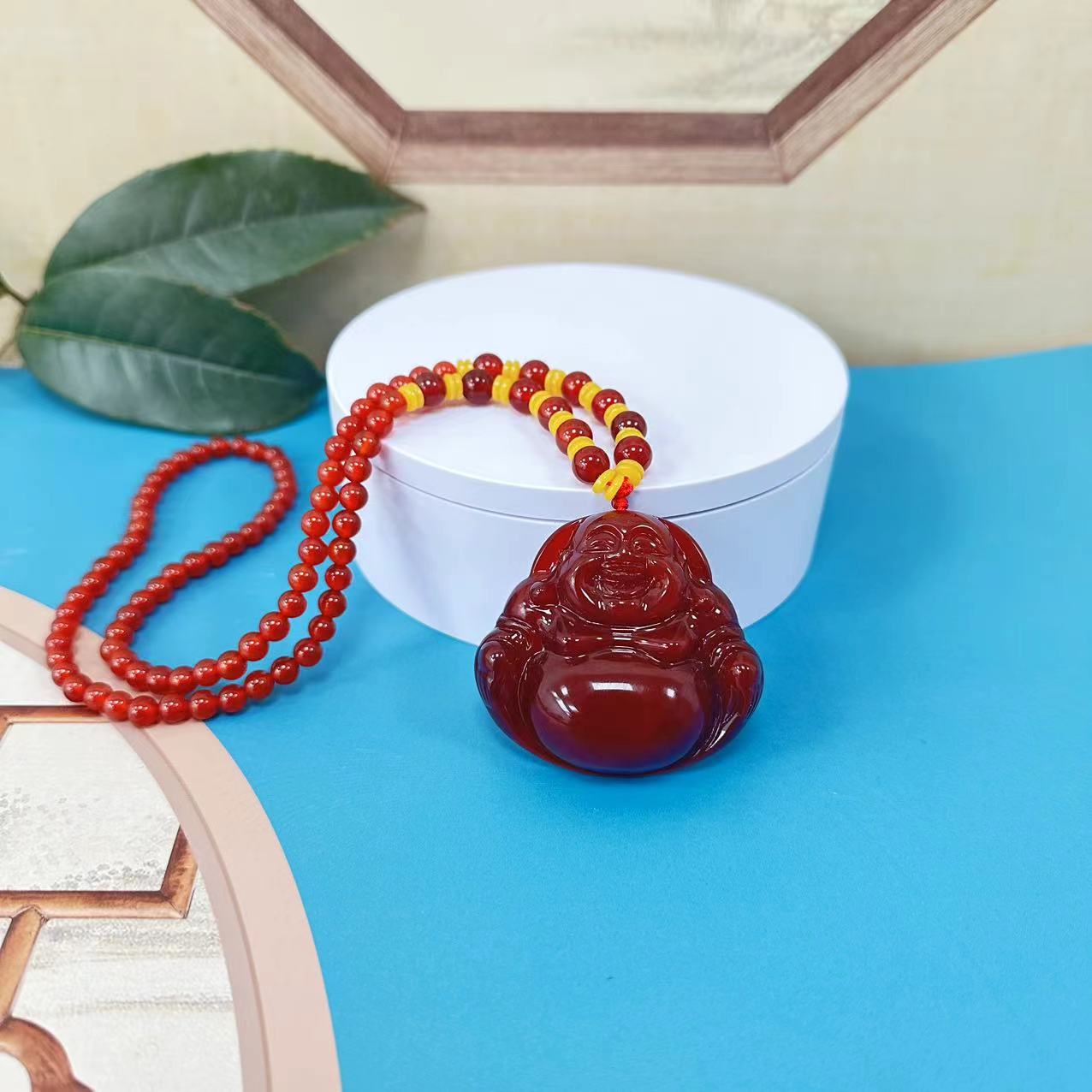 【蒂凡严选】214天然玉石柿子红佛公吊坠（多样性发货发一条）(ZF)