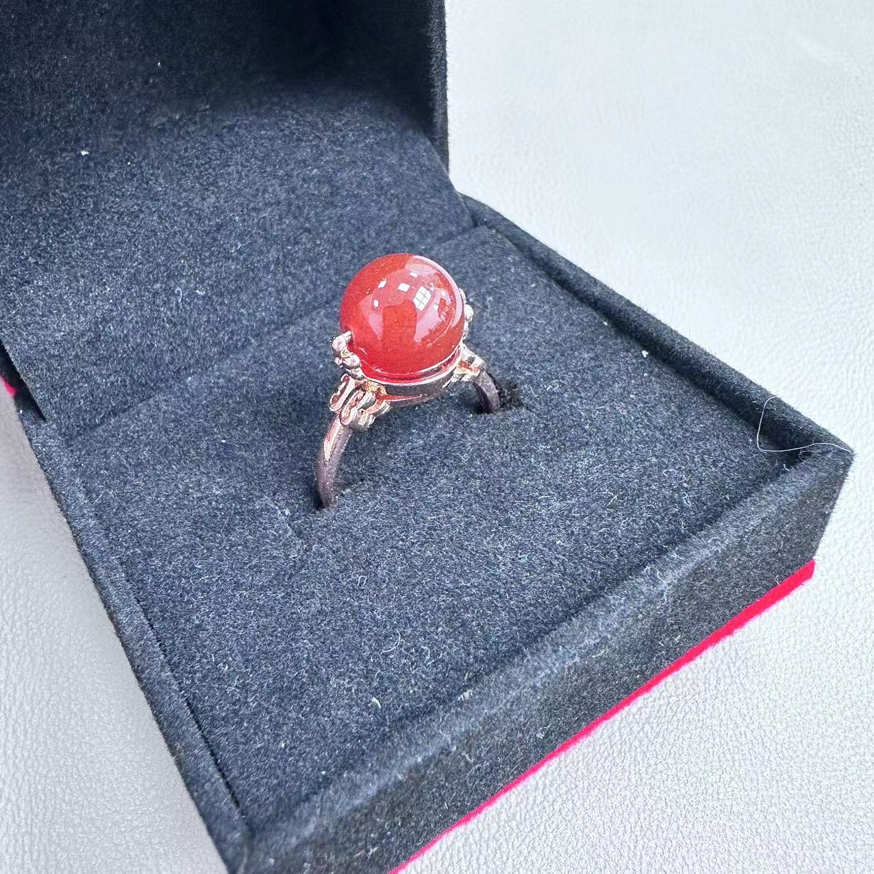 【蒂凡严选】496天然玉石精美柿子红戒指-镶嵌（多样性发货）（ZF）