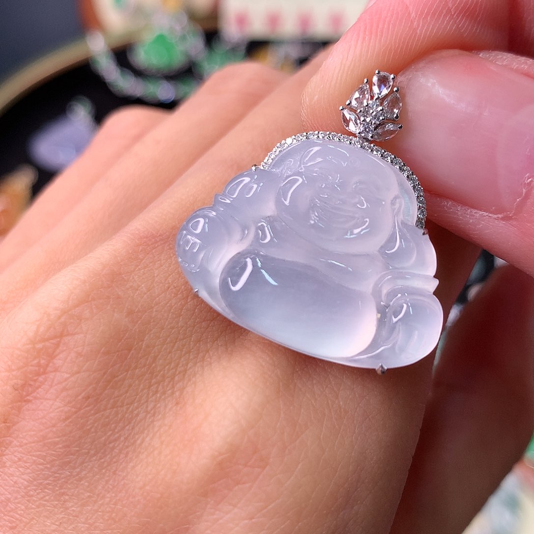 翡翠颈饰18K金镶嵌吊坠