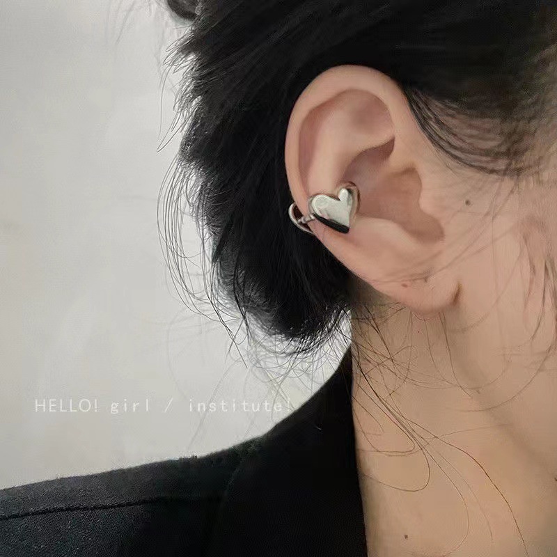 高级感法式金属爱心耳夹女无耳洞耳环2023年新款潮气质简约耳骨夹