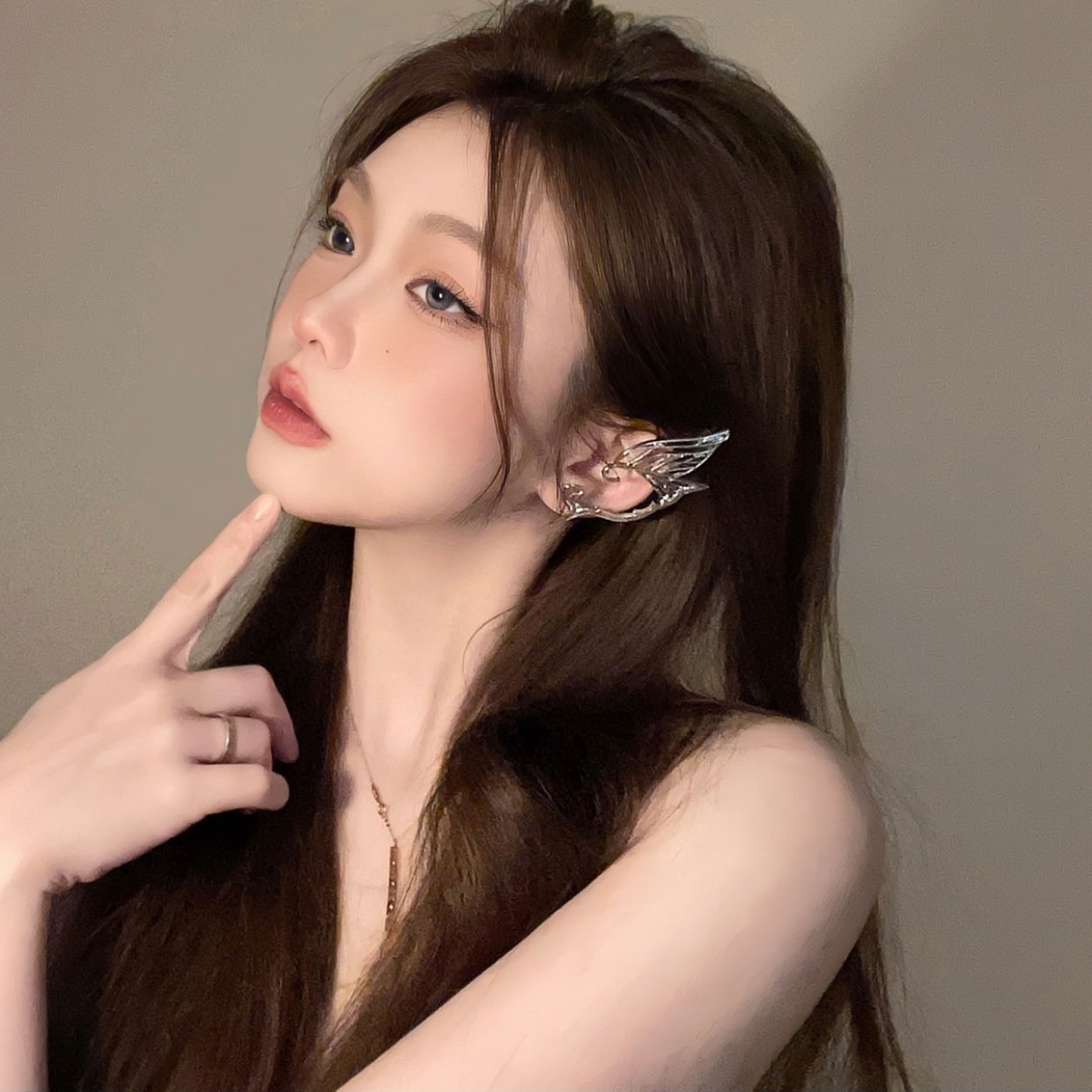 精灵翅膀耳朵耳夹女无耳洞耳骨夹耳挂小众高级感独特耳饰装饰耳环