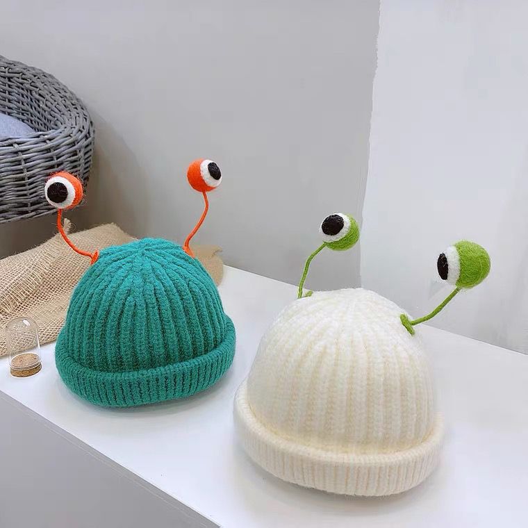 宝宝帽子秋冬保暖ins摇摆眼睛针织帽韩版小童潮帽男女儿童套可爱