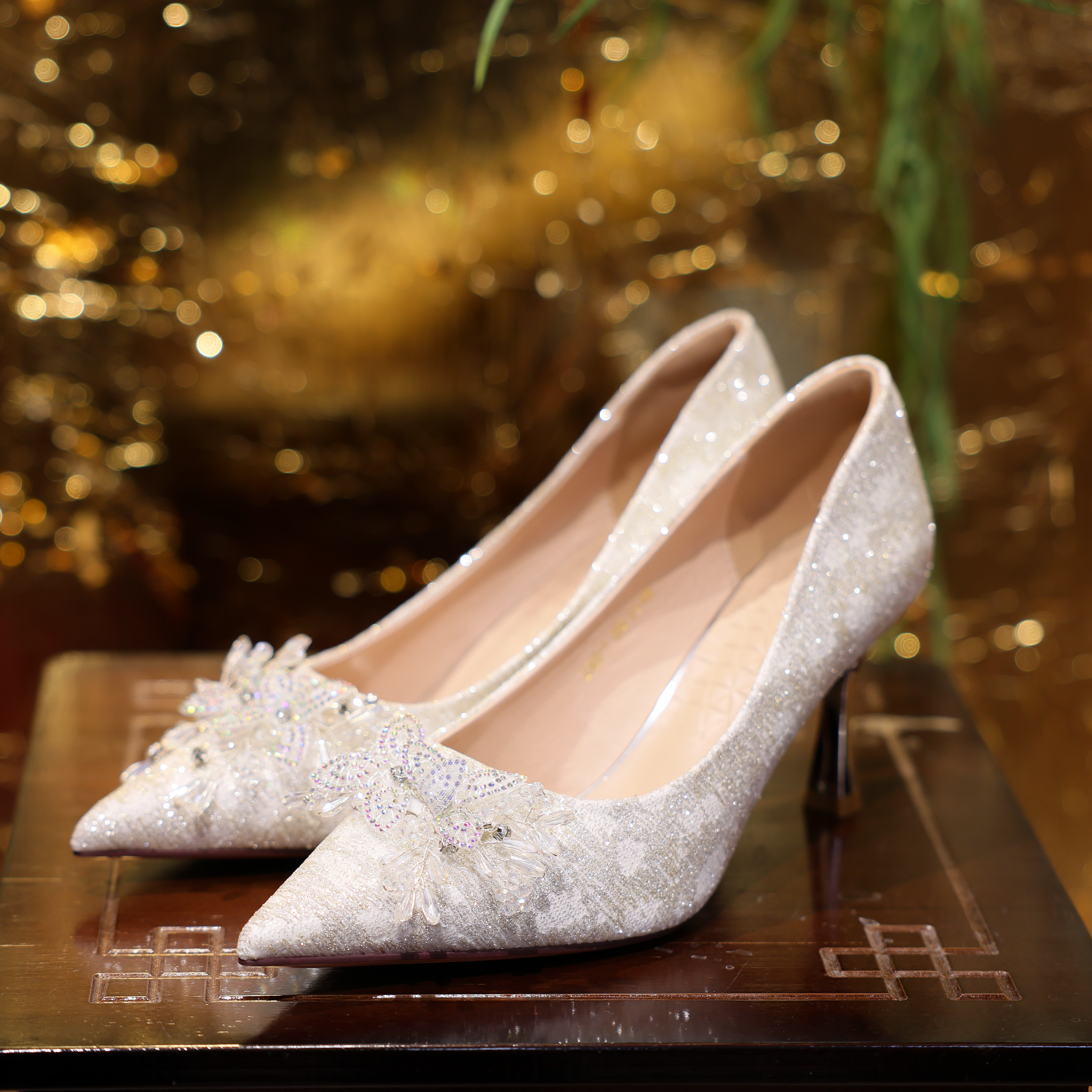 SSURMOON苏蔓时尚结婚订婚时尚高跟鞋香槟色