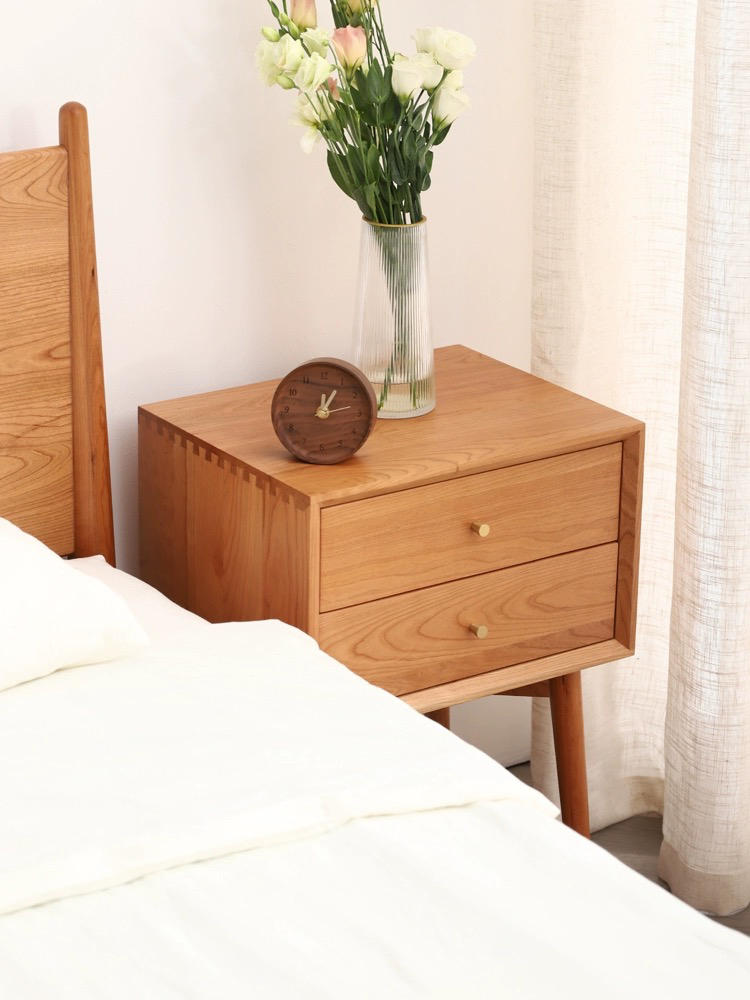 樱桃木实木云端床头柜置物艺术床头柜实木文件柜床头柜床边柜新款
