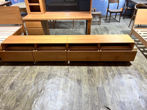 北美进口新中式樱桃木收纳柜落地电视柜实木家具地柜置物储物柜