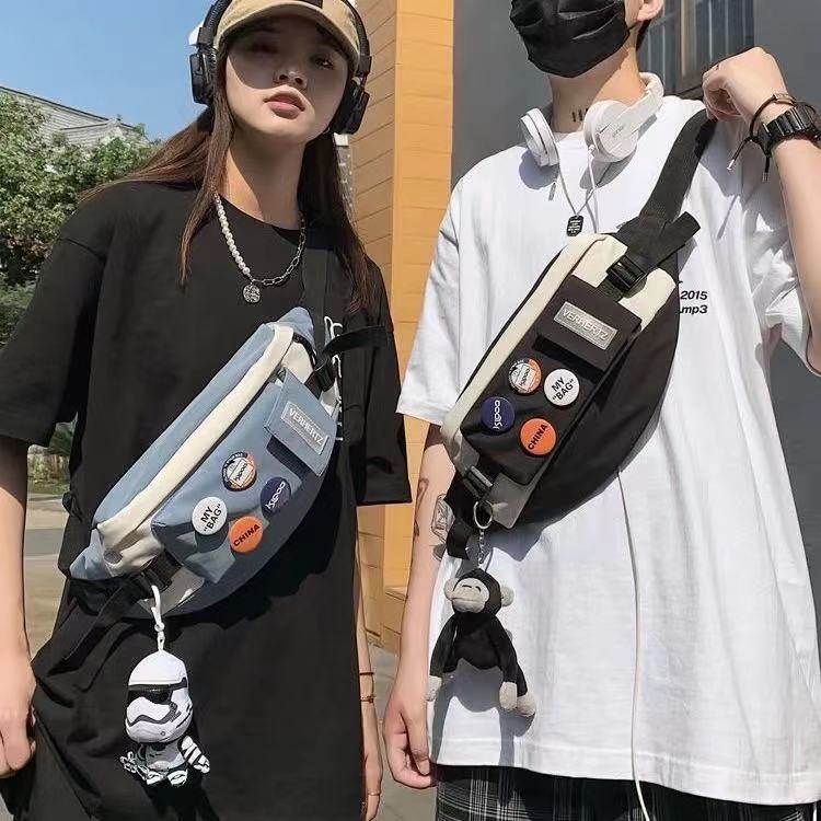 ins潮牌胸包男休闲日系单肩小背包女学生潮流斜挎包2023新款腰包