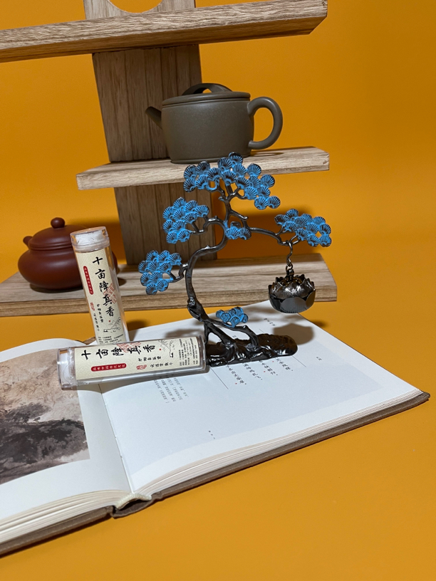 十亩降真香2管84片无粘粉祥云盘香配迎客松香炉家用沉香薰