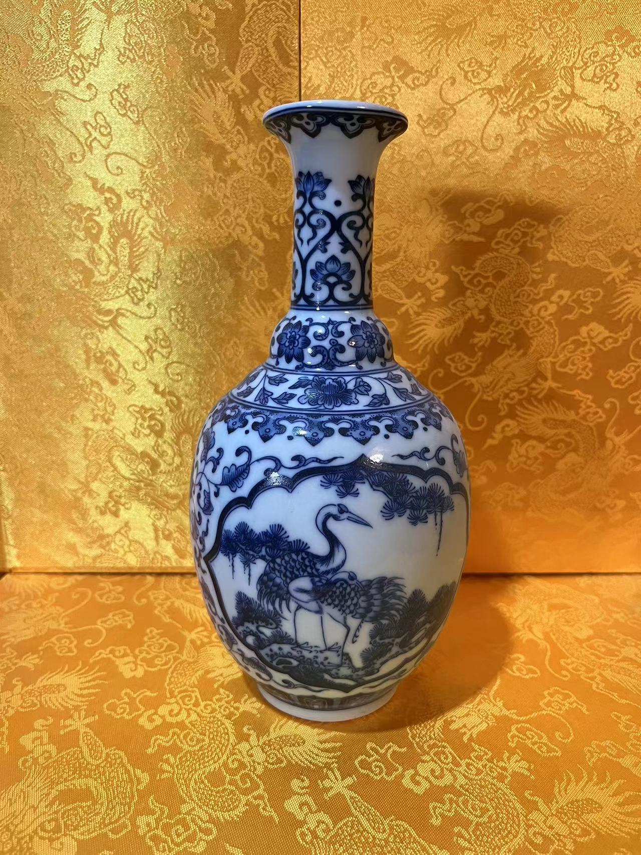 L20【备用链接 所见即所得】青花陶瓷仙鹤缠枝莲赏瓶