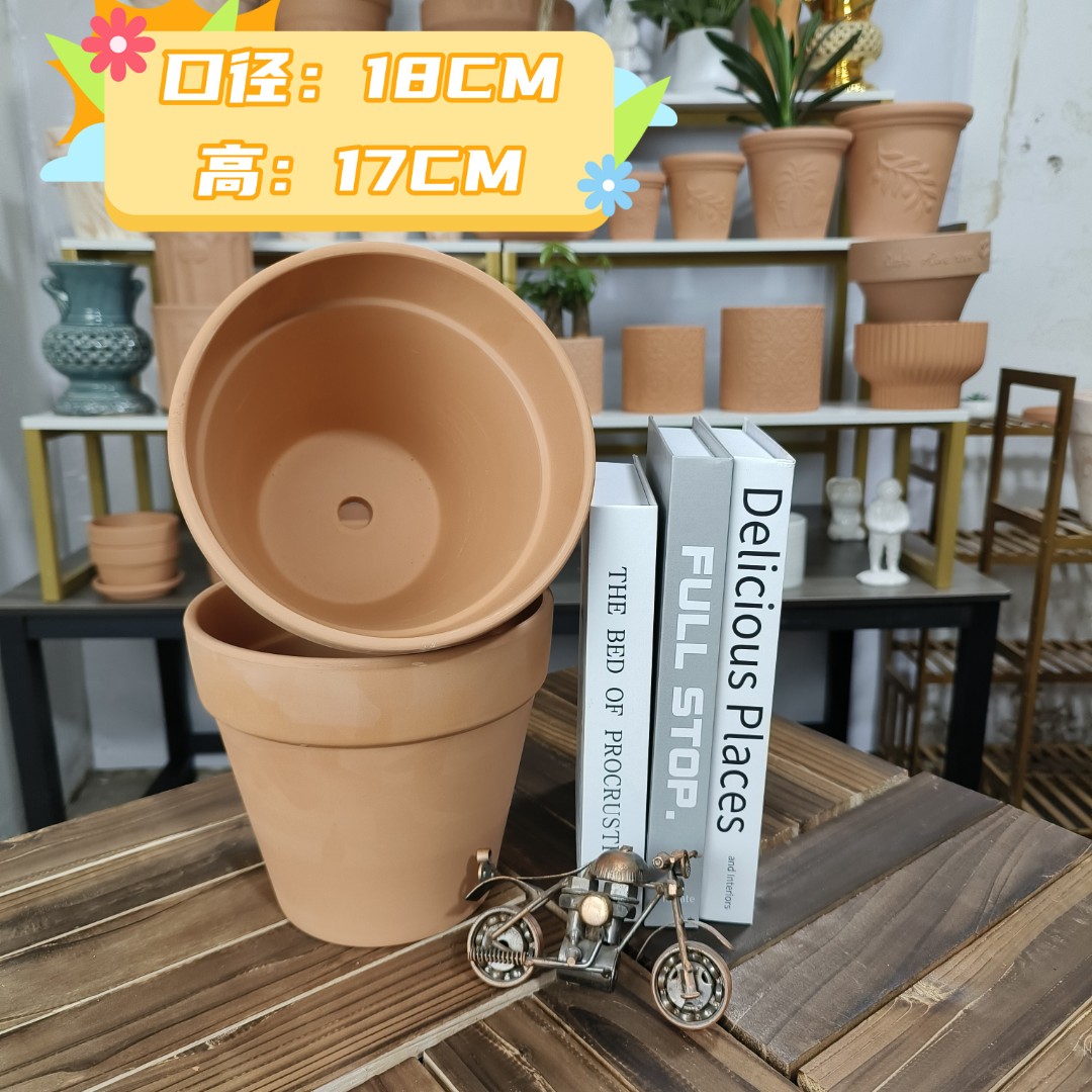 热销18*16特价实惠陶瓷土培植物国际花盆透气排水红陶陶土花盆