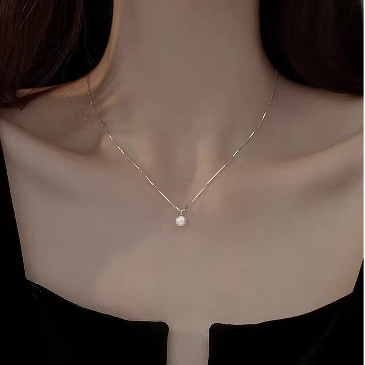 天然珍珠项链女925银链子轻奢时尚气质小众百搭锁骨链高级感简约