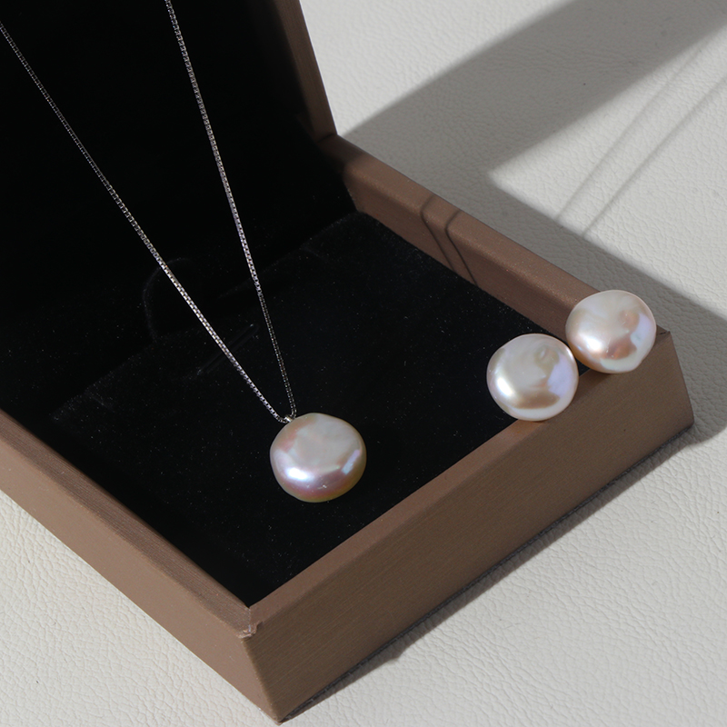 强光无暇纽扣巴洛克吊坠天然珍珠项链女时尚高级感轻奢锁骨链