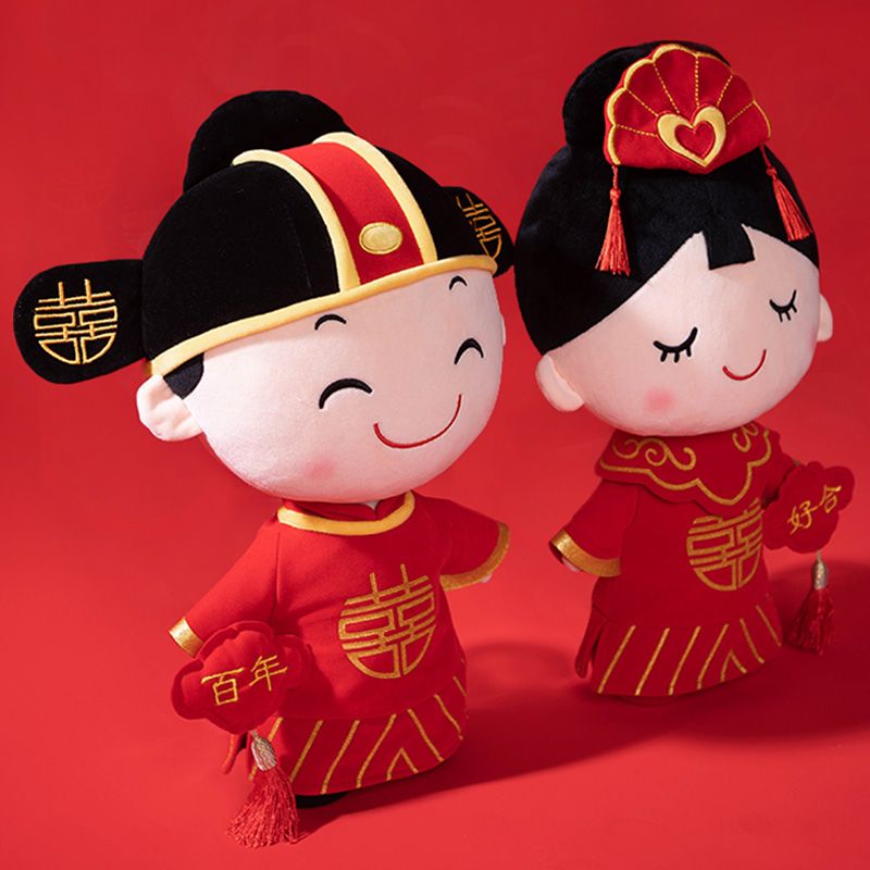 压床娃娃一对大号高档喜娃毛绒公仔玩偶结婚用品布置装饰直播中