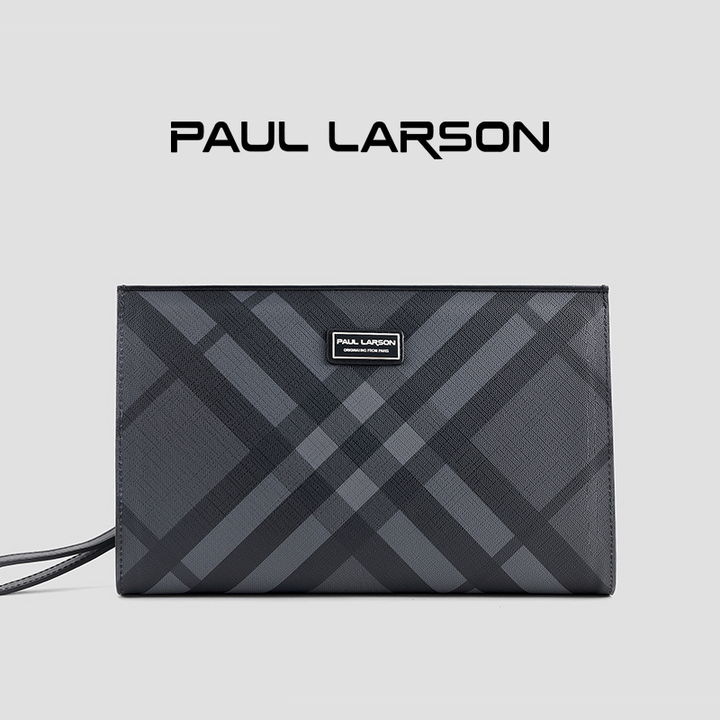 【直播专享】2025年格纹男士真皮手拿包男百搭腋下长款钱包手抓包男