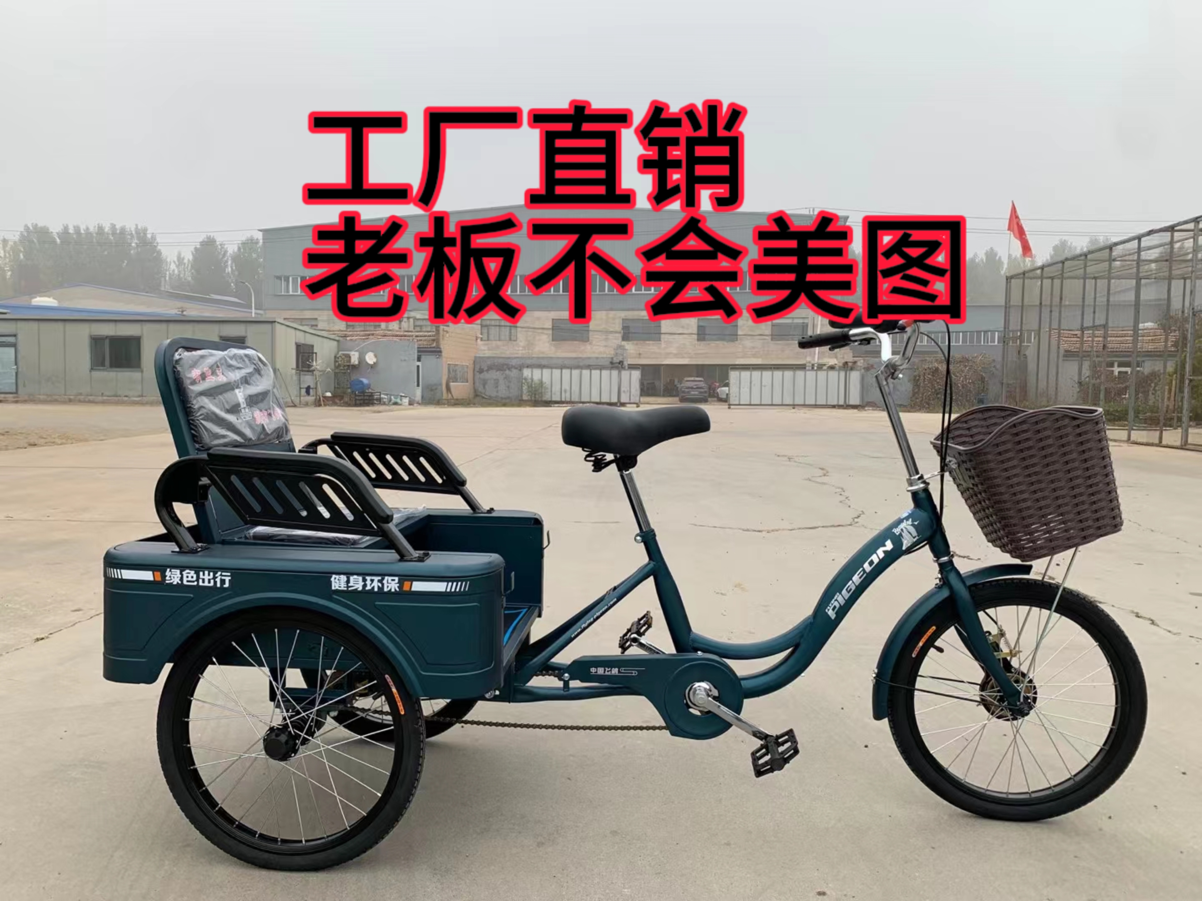 老年人力三轮车成人脚踏代步车舒适电动休闲脚蹬倒三轮自行车