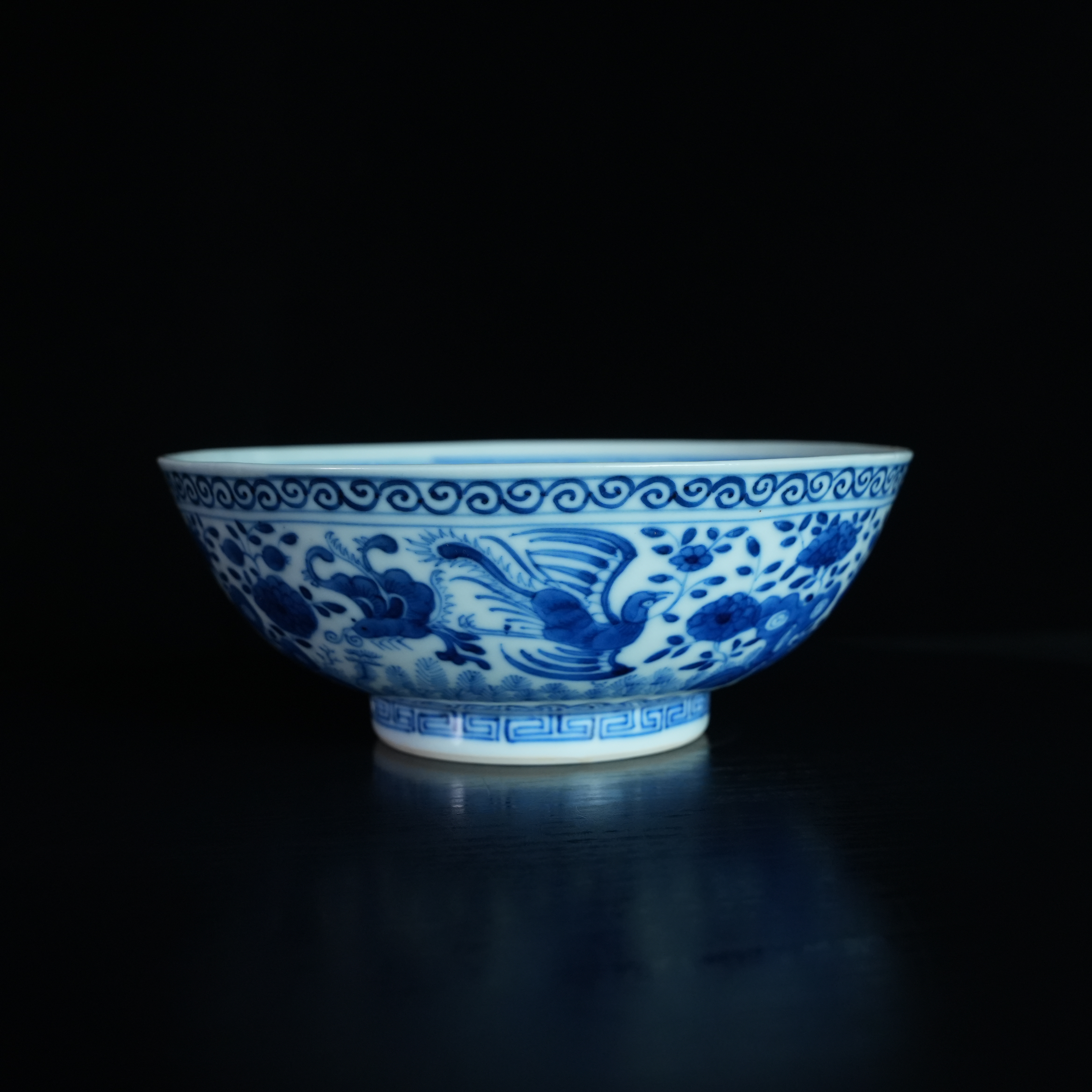 LJC241127002【十竹斋】清中晚期凤栖牡丹若深碗