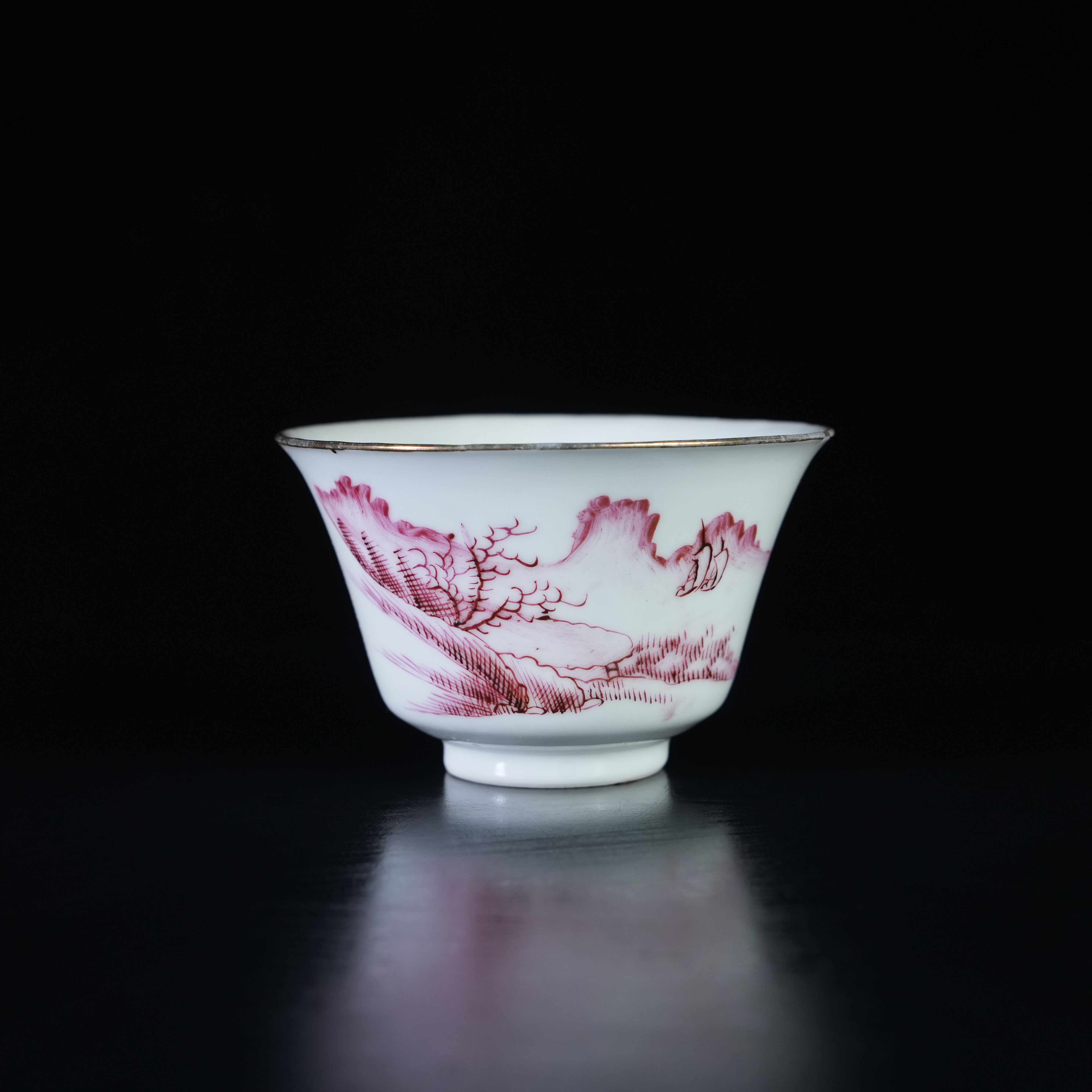 LZGW240901004【十竹斋】民国胭脂红山水杯