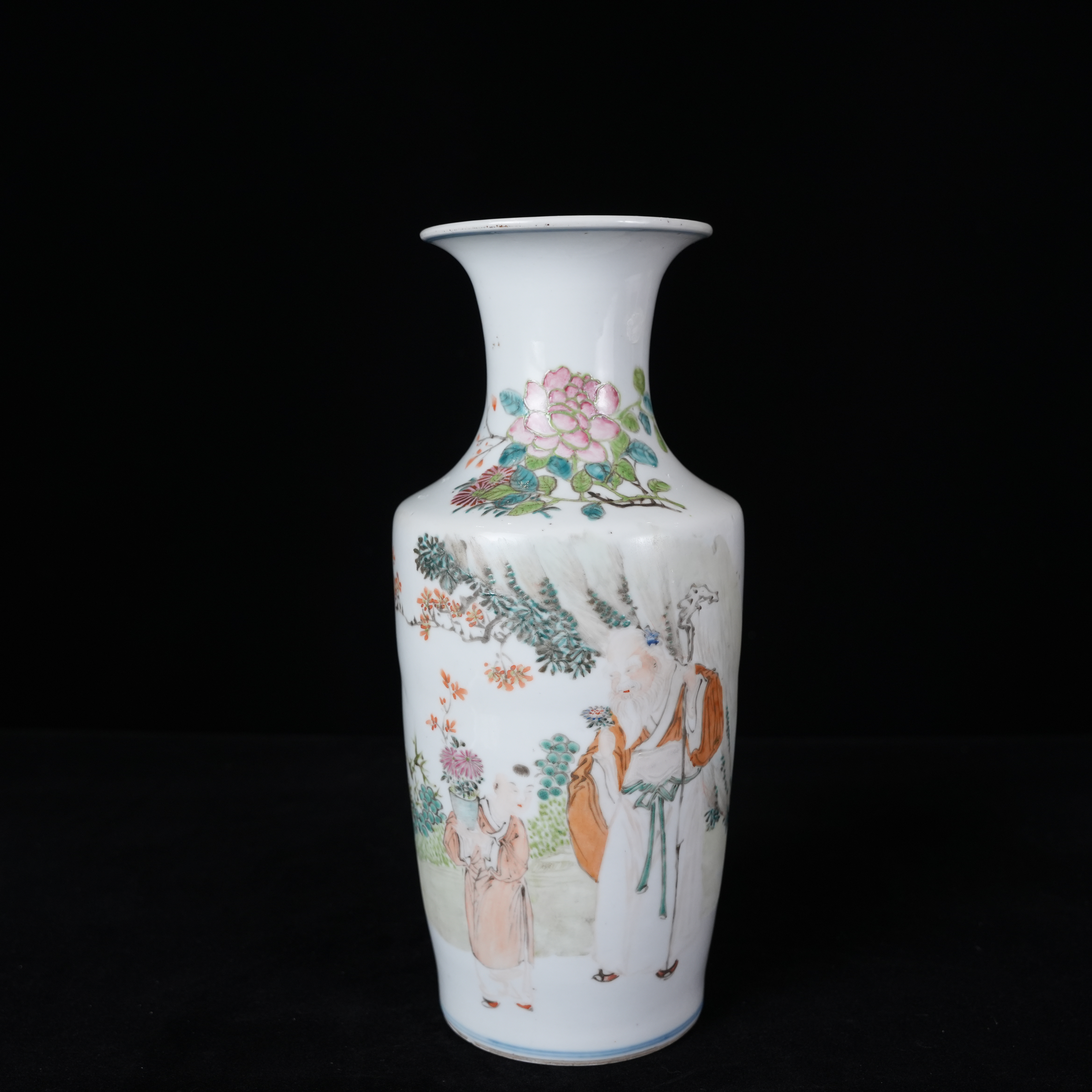 LWML231212039【十竹斋】清代浅绛彩人物故事棒槌瓶