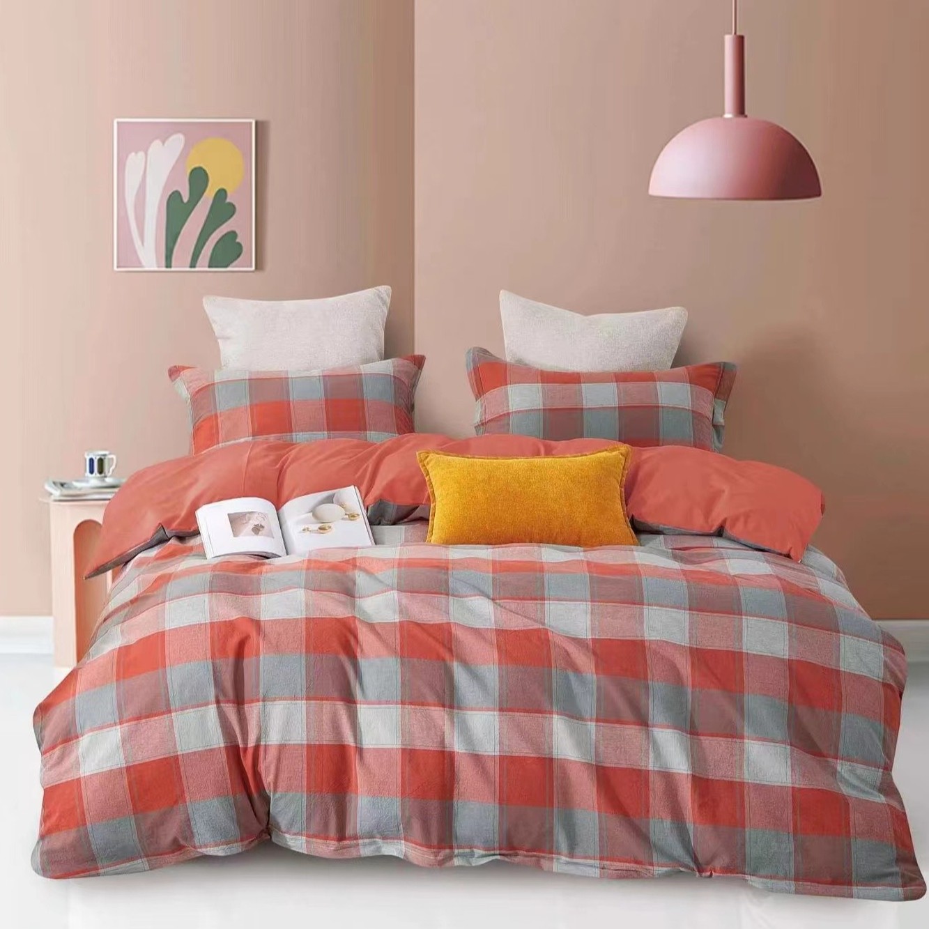 15纯棉床品新品  简约 格子 亲肤
