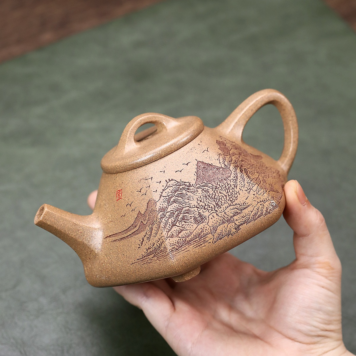 《六方石瓢》老段泥280cc 国助工蒋伟 紫砂壶茶壶大容量