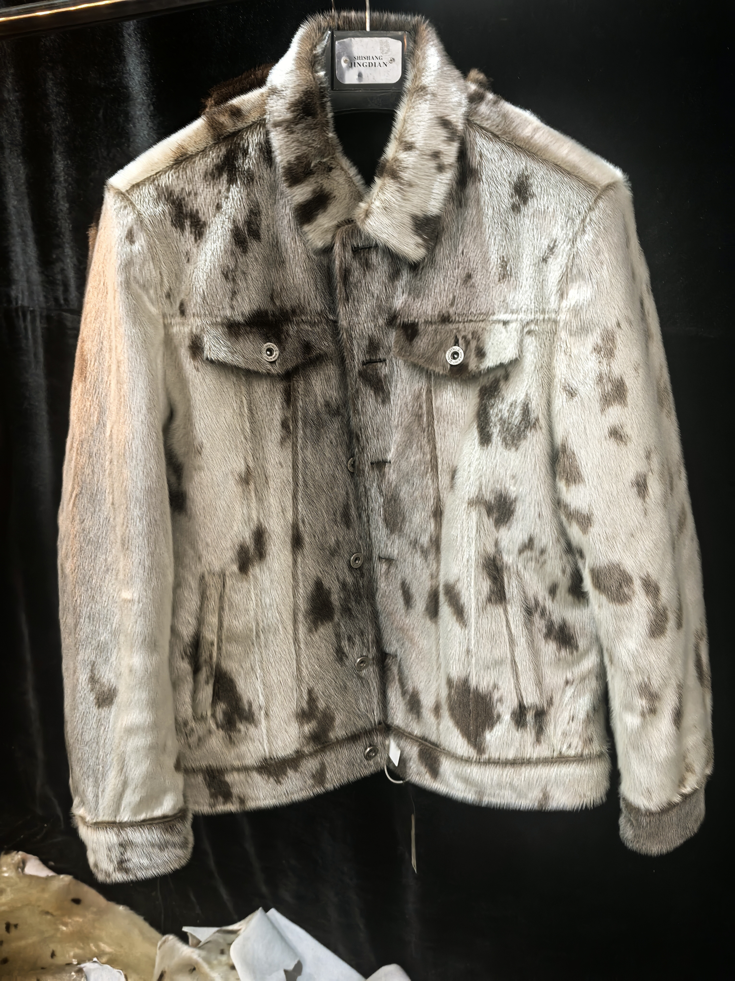 牛仔款海里的豹高定奢侈大牌修身毛外套毛毛呢外套