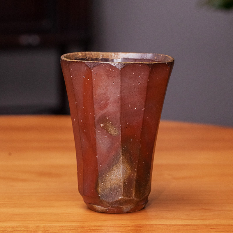 日本备前烧 无添加 柴烧 茶杯 啤酒杯 水杯 名家伊势兢 360CC