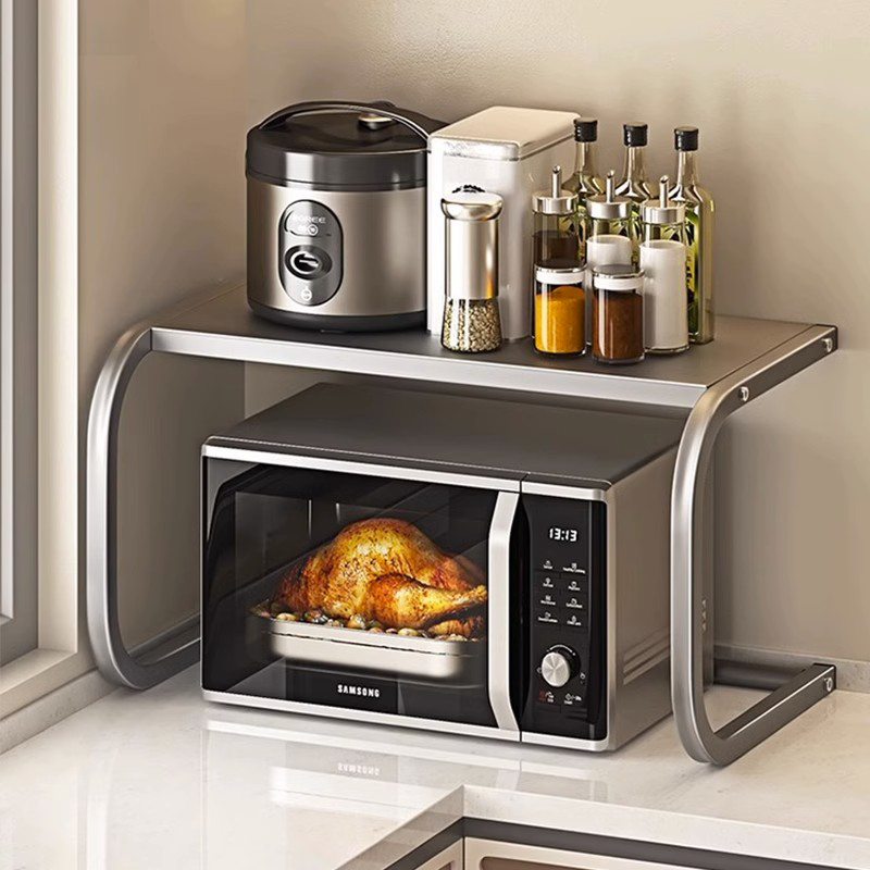 厨房置物架微波炉架置物架厨房收纳置物架双层置物架电器落地置物