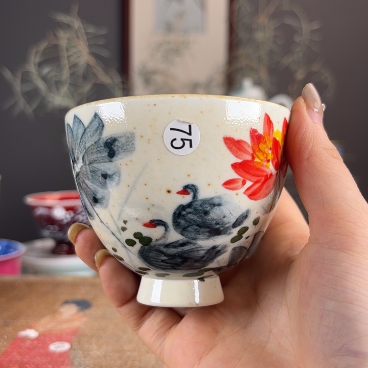 摆件景德镇陶瓷茶杯多人