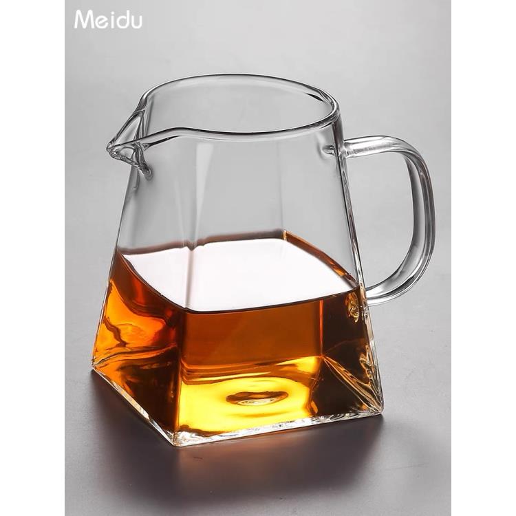 玻璃公道杯茶漏一体茶具分茶器日式倒茶四方形公杯A31122