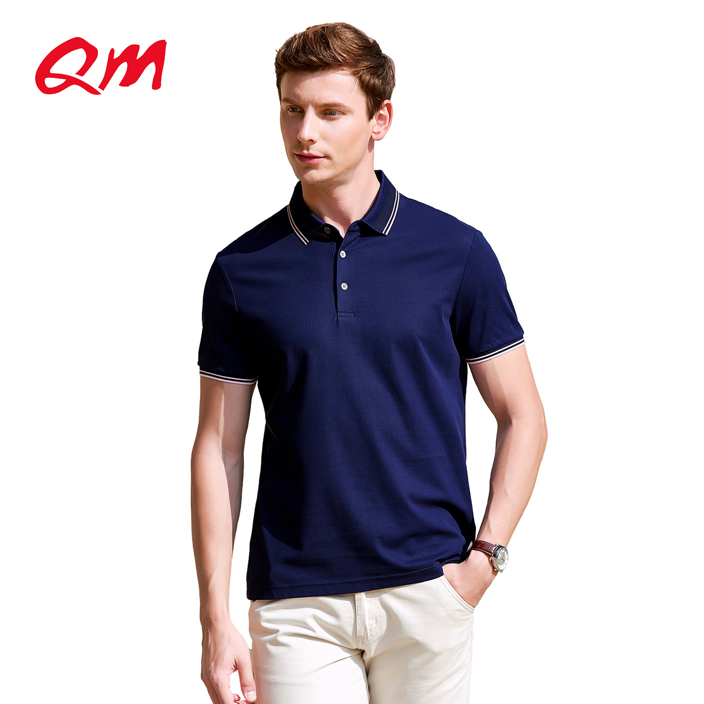 夏季男士拼色商务休闲纯色全棉丝光POLO衫翻领短袖男士T桖衫ZC002