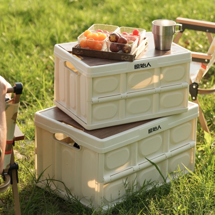 【原始人收纳箱】大容量折叠箱带面板储物装备整理野营露营多功能