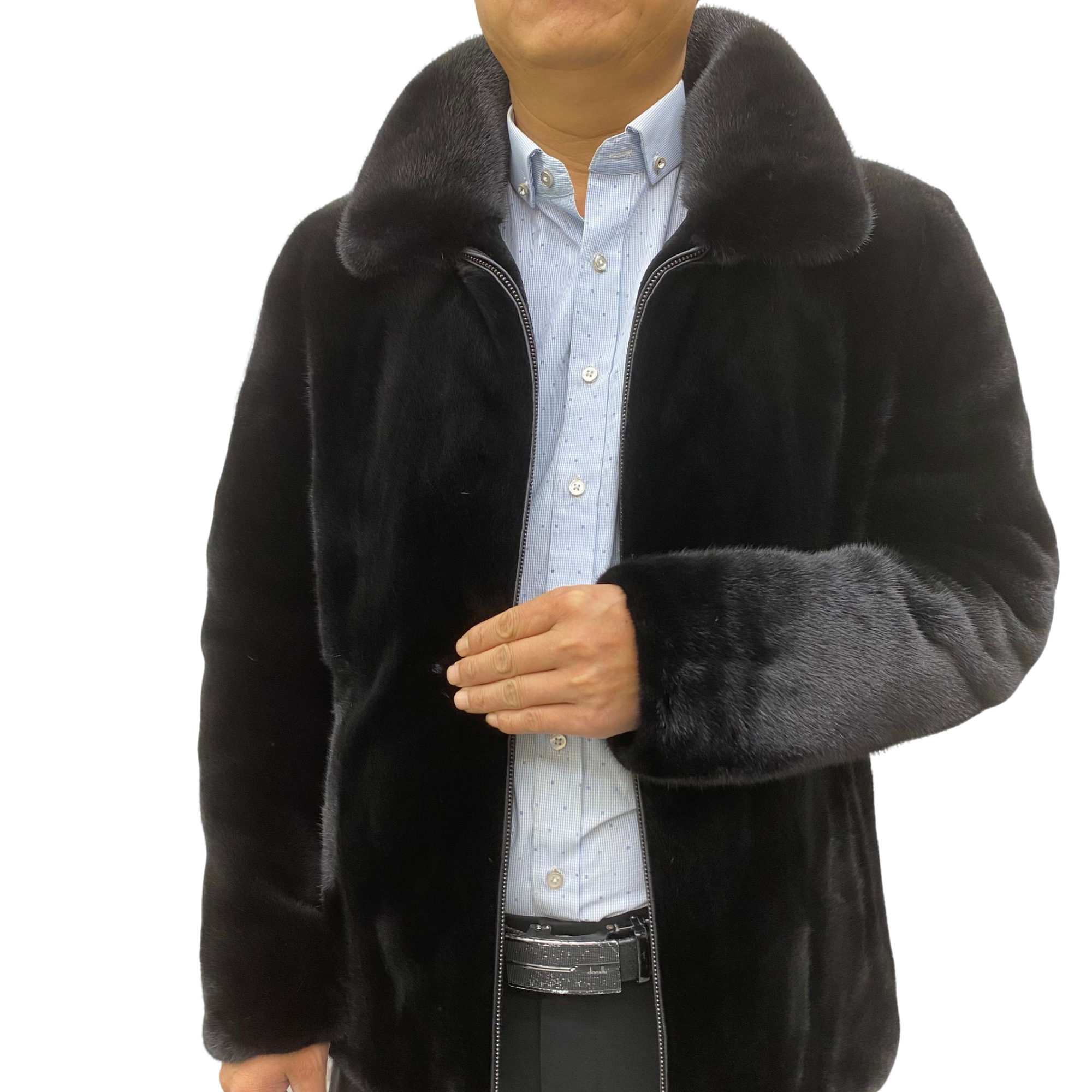 2025新款进口水貂男装翻领水貂毛