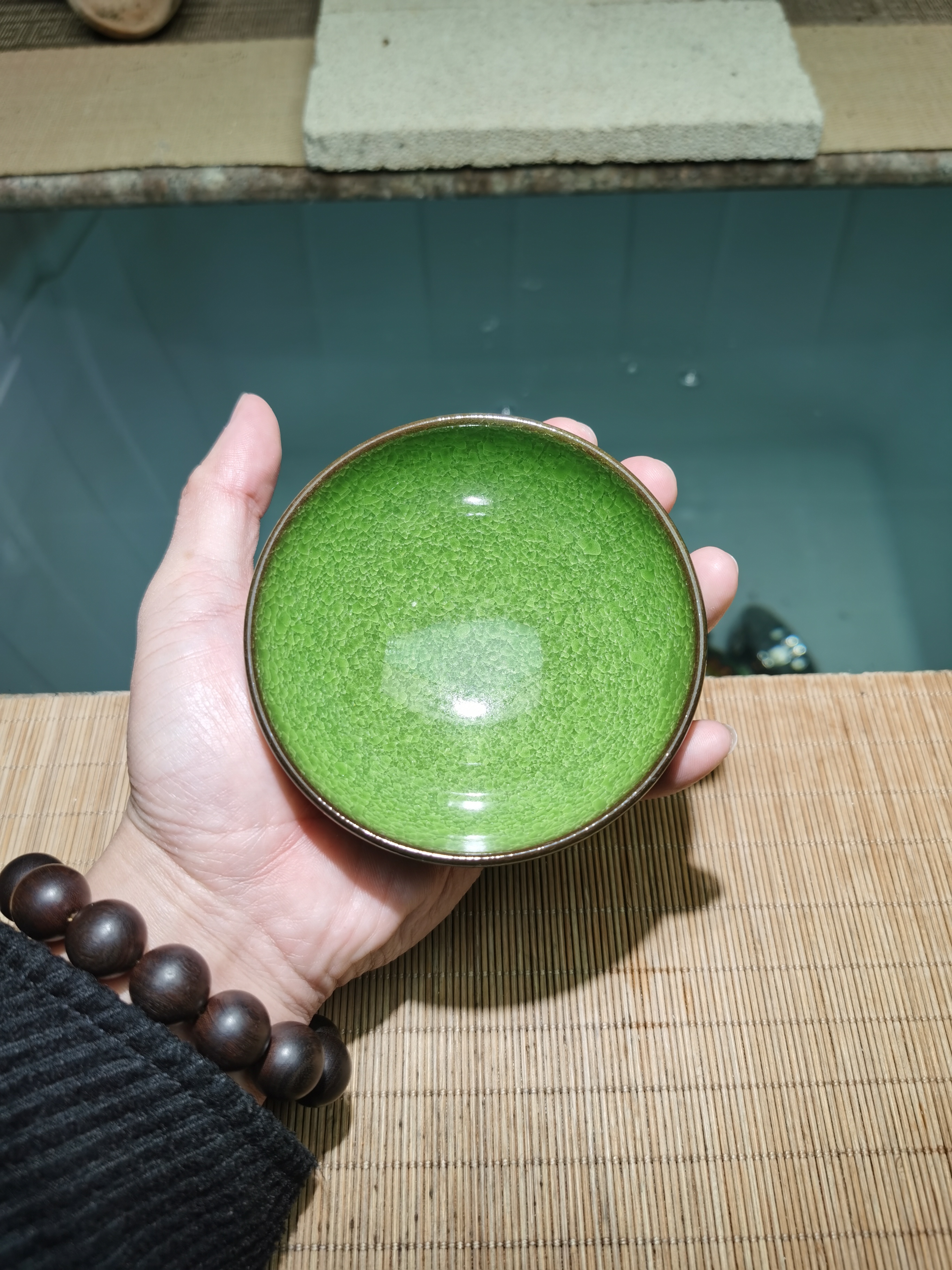 帝王绿高端茶器主人杯冰花杯冰裂纹陶瓷主人杯功夫茶具0