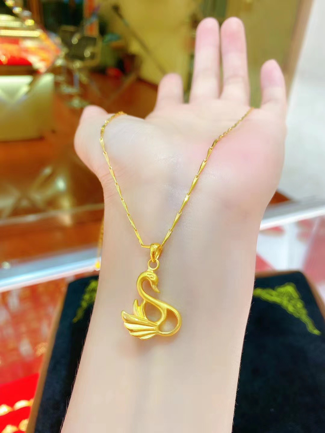 铜合金吊坠 天鹅吊坠金色链子饰品挂坠项链气质百搭时尚灵动精致