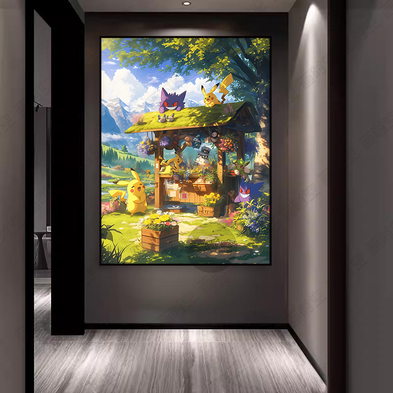 口袋妖怪宝可梦神奇宝贝装饰画皮卡丘壁画房间卧室儿童房布置挂画