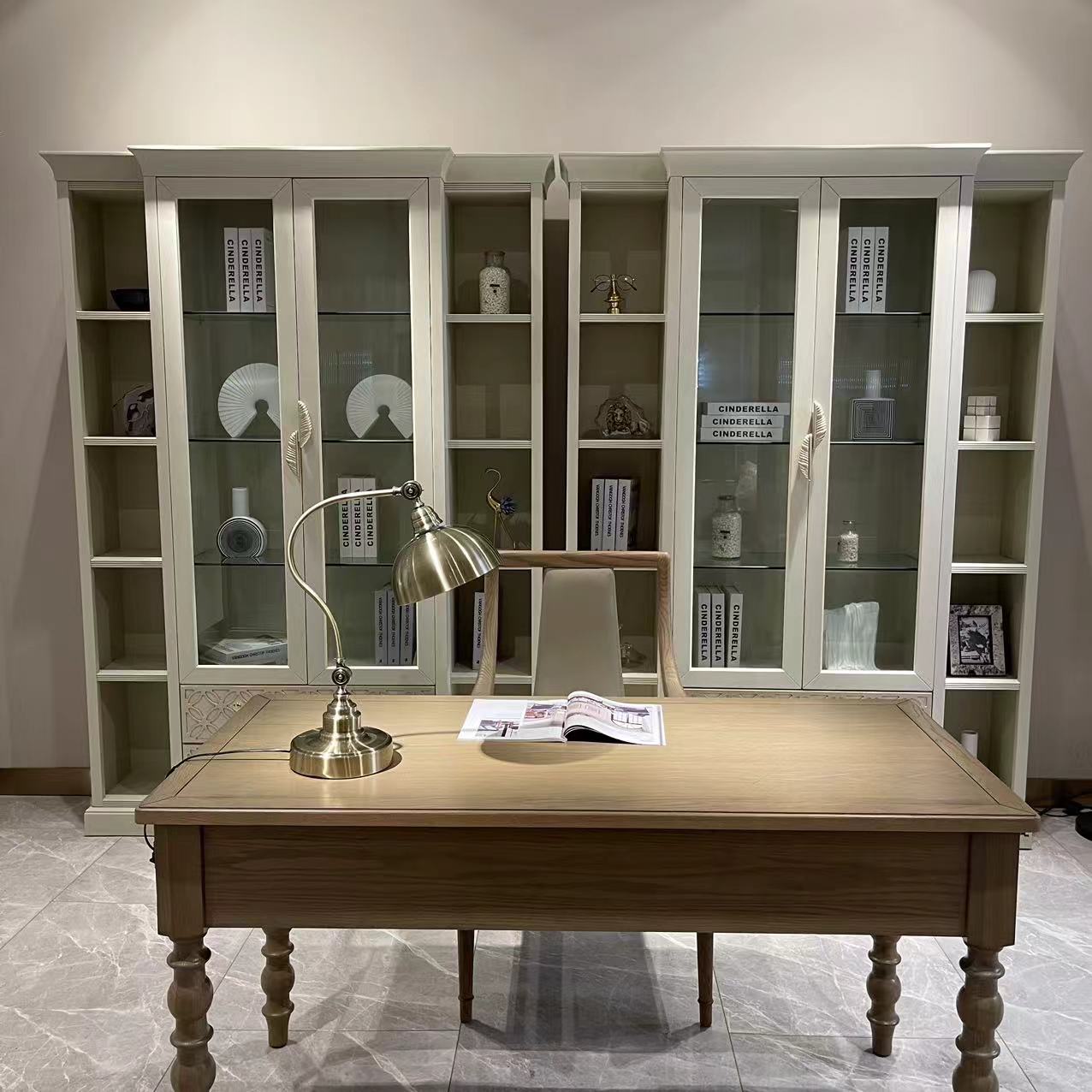 ASX012K 美式白色落地 书柜 1548*420*2160