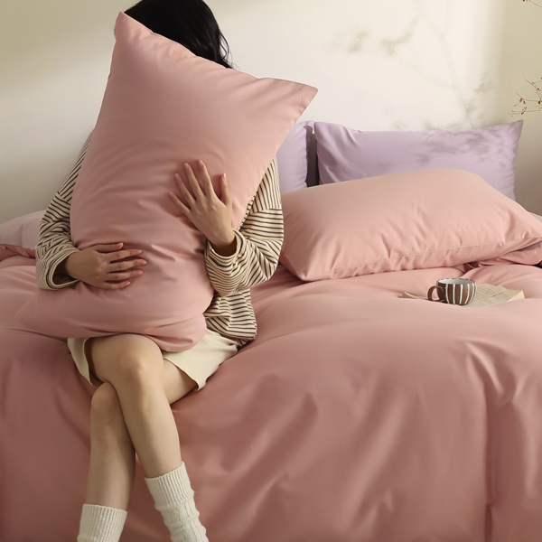 xiangxieyunjin/香榭云锦50支纯棉磨毛纯色双拼四件套 单人 双人